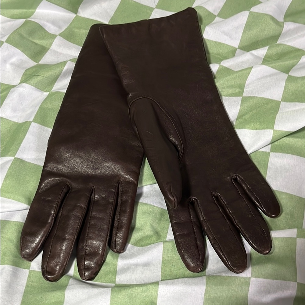 Elegant Brown Leather Gloves driving gloves
